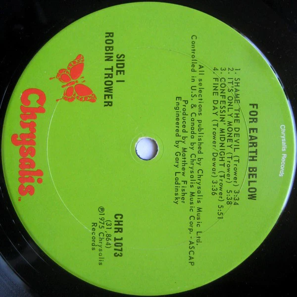 Robin Trower - For Earth Below (LP, Album, Pit) (Very Good Plus (VG+)) - Image 3