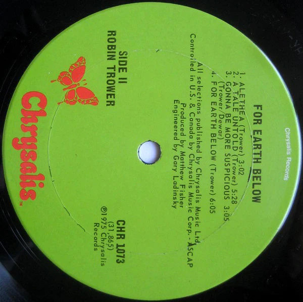 Robin Trower - For Earth Below (LP, Album, Pit) (Very Good Plus (VG+)) - Image 4