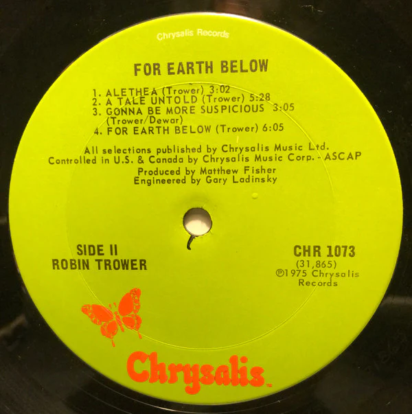 Robin Trower - For Earth Below (LP, Album, Ter) (Very Good (VG)) - Image 4