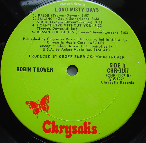 Robin Trower - Long Misty Days (LP, Album, Pit) (Very Good (VG)) - Image 4