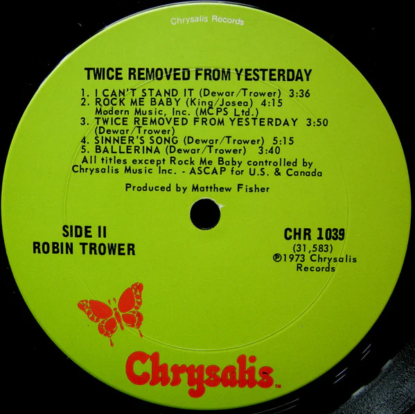 Robin Trower - Twice Removed From Yesterday (LP, Album) (Good Plus (G+)) - Image 4