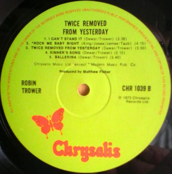 Robin Trower - Twice Removed From Yesterday (LP, Album) (Near Mint (NM or M-)) - Image 4
