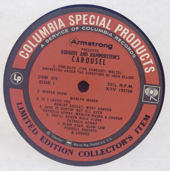 Rodgers & Hammerstein - Armstrong Presents Rodgers & Hammerstein's Carousel - Original ABC Television Soundtrack (LP, Ltd) (Very Good Plus (VG+)) - Image 3