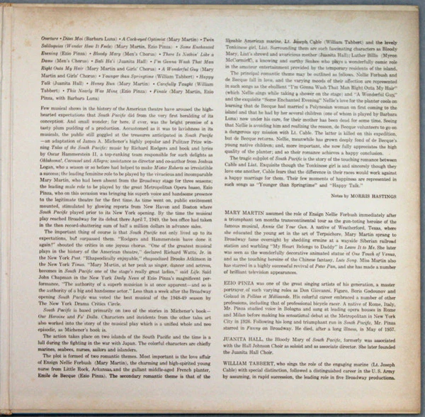 Rodgers & Hammerstein / Featuring Mary Martin, Ezio Pinza With "South Pacific" Original Broadway Cast - South Pacific (LP, Album, Mono, RE, Pit) (Very Good (VG)) - Image 3