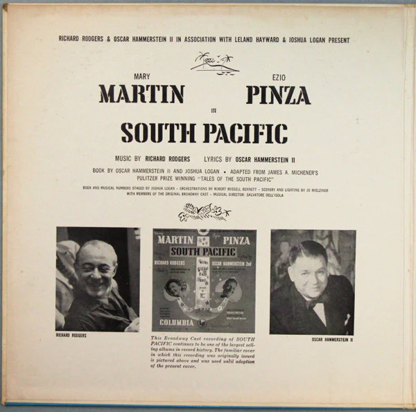 Rodgers & Hammerstein / Featuring Mary Martin, Ezio Pinza With "South Pacific" Original Broadway Cast - South Pacific (LP, Album, Mono, RE, Pit) (Very Good (VG)) - Image 2