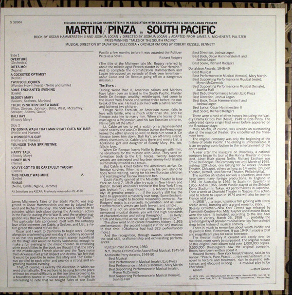 Rodgers & Hammerstein / Featuring Mary Martin, Ezio Pinza With "South Pacific" Original Broadway Cast - South Pacific (LP, Album, Mono, RE) (Very Good (VG)) - Image 2