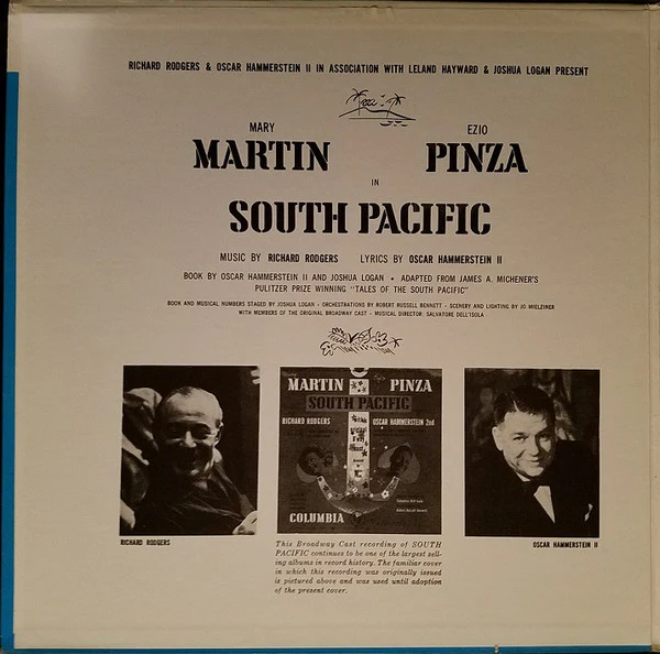 Rodgers & Hammerstein / Featuring Mary Martin, Ezio Pinza With "South Pacific" Original Broadway Cast - South Pacific (LP, Album, RE, RP, Gat) (Very Good (VG)) - Image 2
