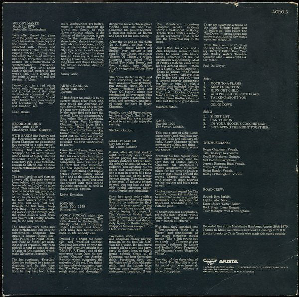 Roger Chapman And The Shortlist - Live In Hamburg (LP) (Near Mint (NM or M-)) - Image 2