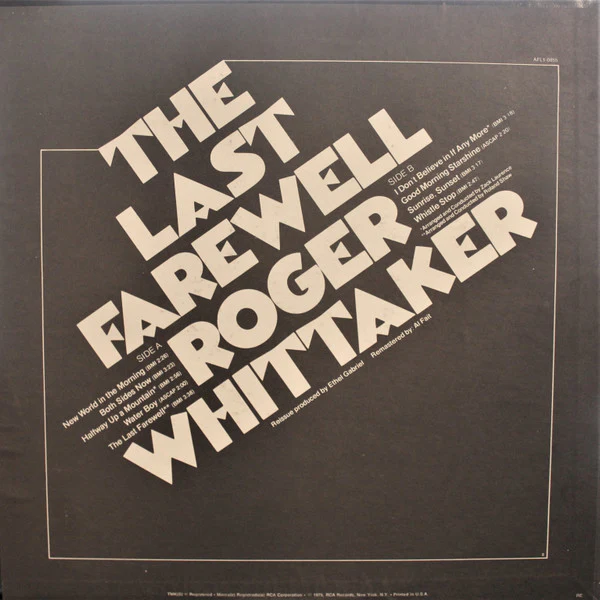 Roger Whittaker - "The Last Farewell" And Other Hits (LP, RE, RM) (Very Good Plus (VG+)) - Image 2