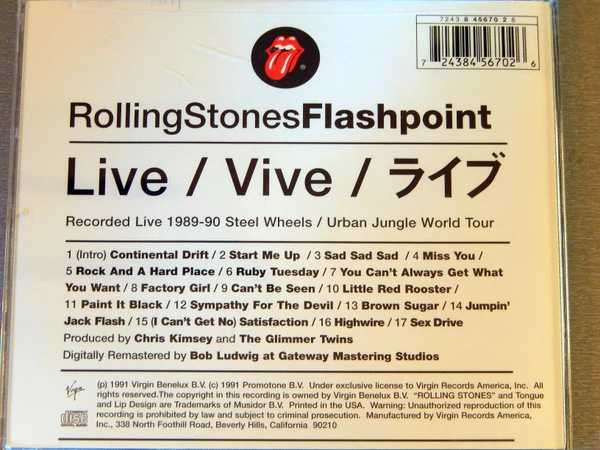 Rolling Stones* - Flashpoint (CD, Album, RM) (Very Good Plus (VG+)) - Image 4