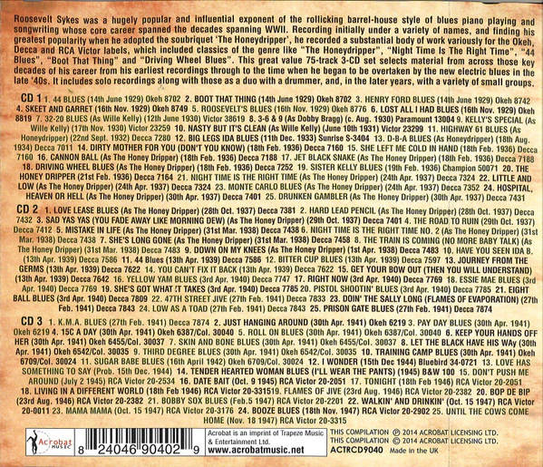 Roosevelt Sykes - The Roosevelt Sykes Collection (1929-1947) (3xCD, Comp, RM) (Near Mint (NM or M-)) - Image 2