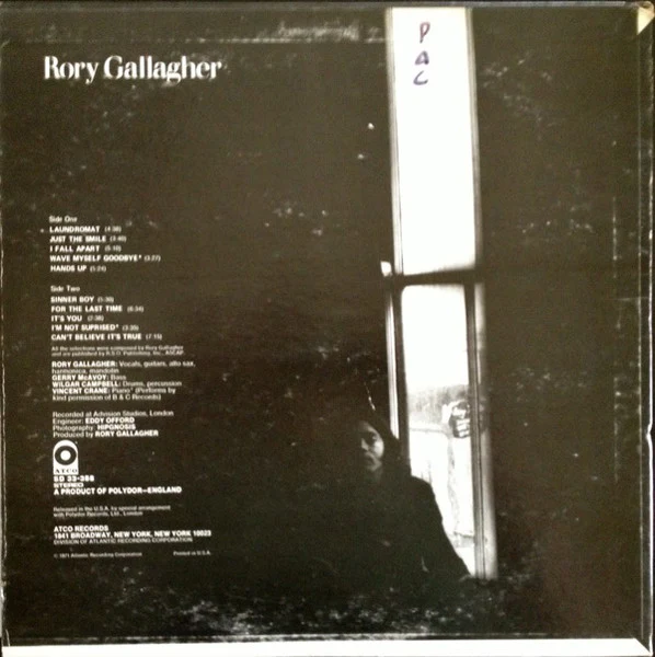 Rory Gallagher - Rory Gallagher (LP, Album, Promo, Pre) (Very Good Plus (VG+)) - Image 2