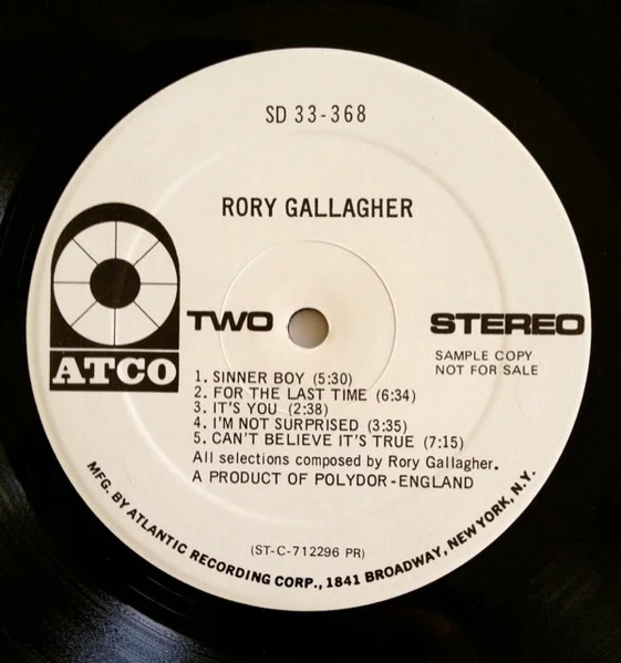 Rory Gallagher - Rory Gallagher (LP, Album, Promo, Pre) (Very Good Plus (VG+)) - Image 4