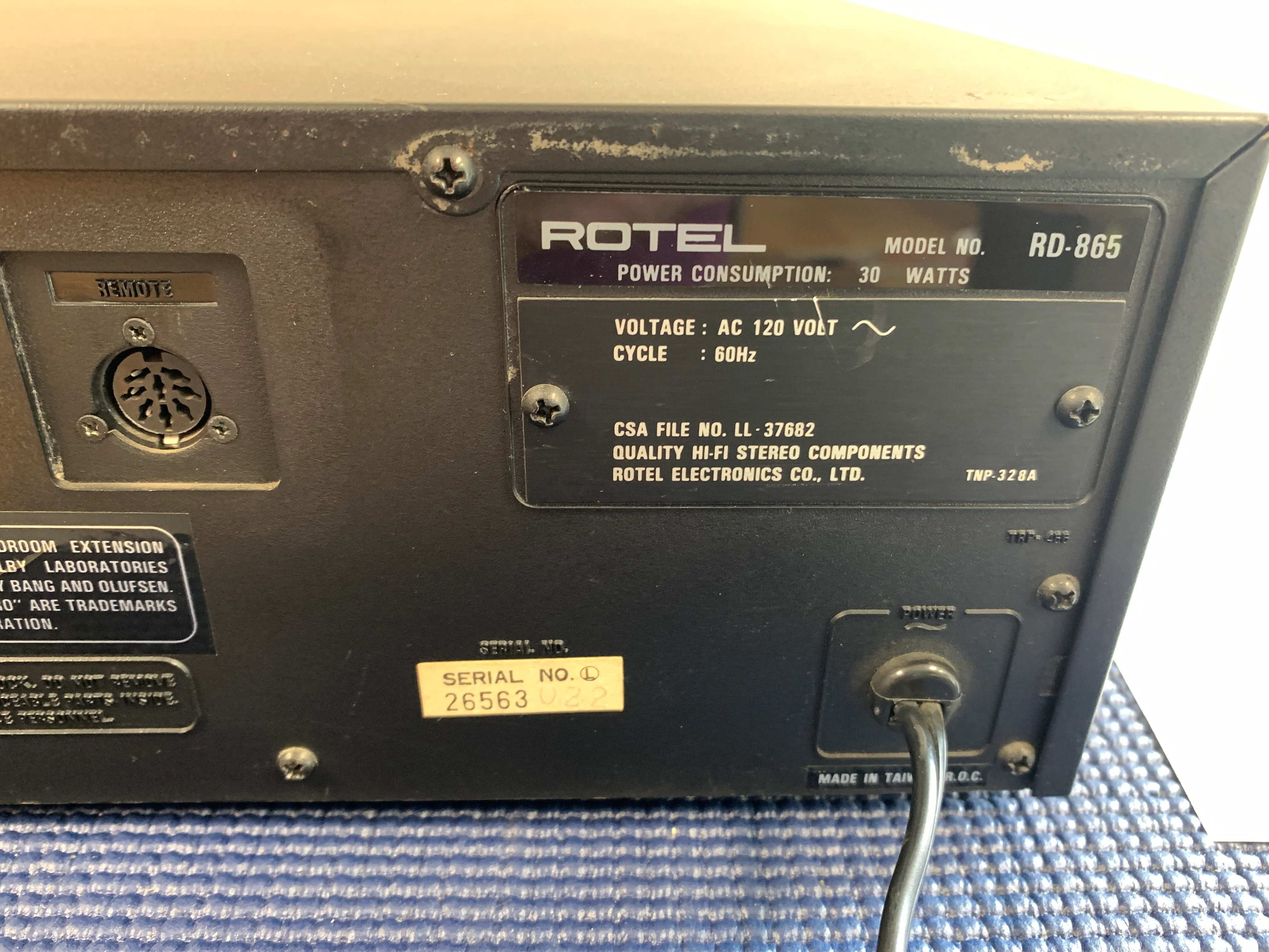 Rotel RD865 Single Cassette Deck * Fully Serviced * New Belts - Image 15