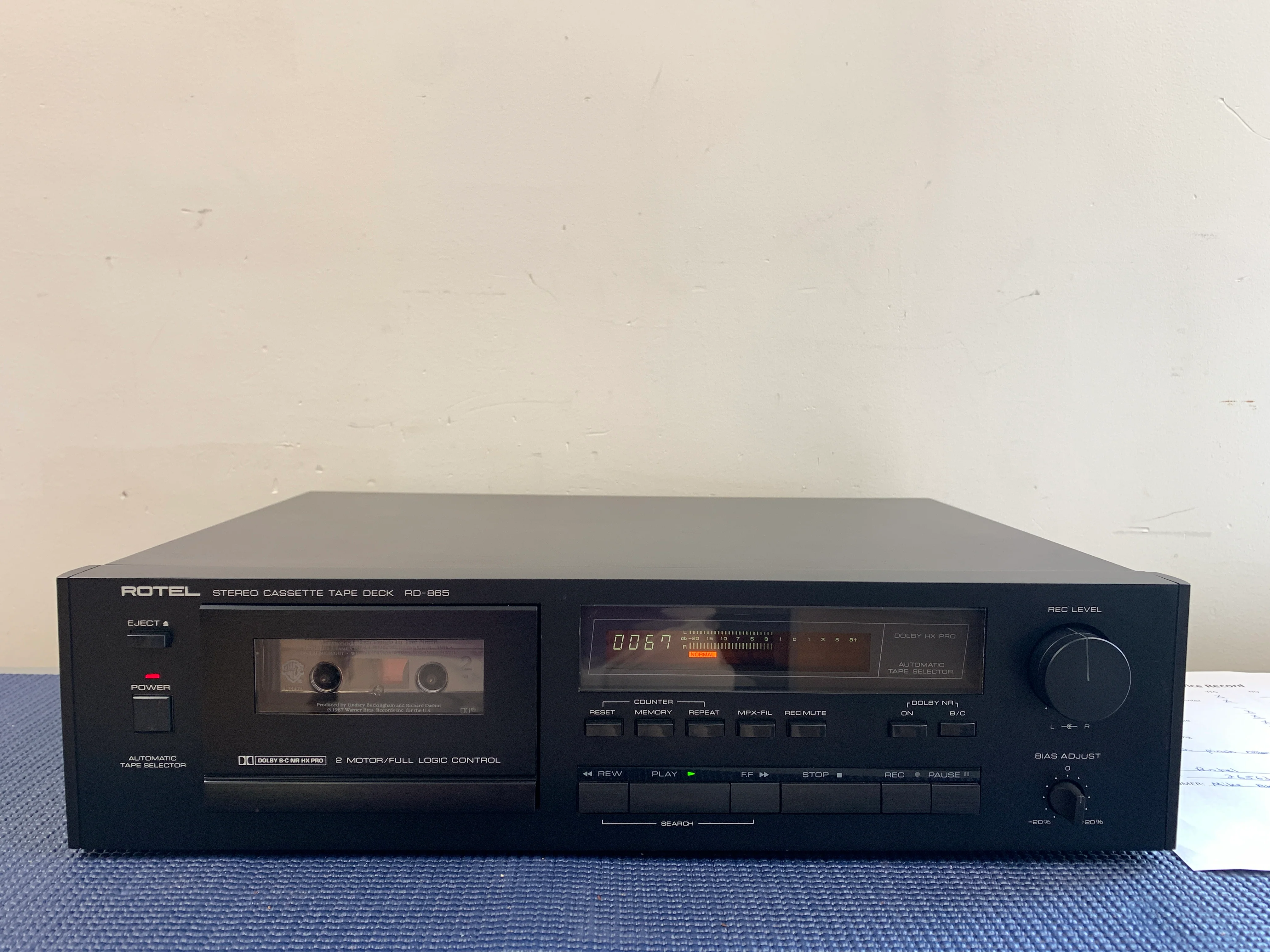Rotel RD865 Single Cassette Deck * Fully Serviced * New Belts - Image 2