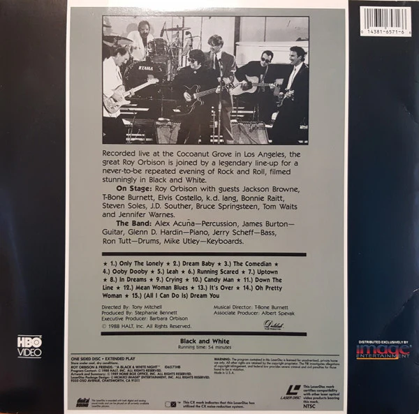 Roy Orbison & Friends* - A Black & White Night Live (Laserdisc, 12", S/Sided, NTSC) (Near Mint (NM or M-)) - Image 2