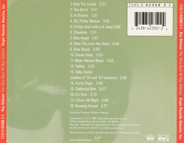 Roy Orbison - The Very Best Of Roy Orbison (CD, Comp, RM) (Very Good Plus (VG+)) - Image 2