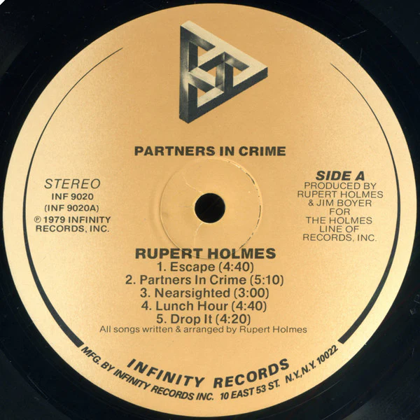 Rupert Holmes - Partners In Crime (LP, Album, Pin) (Very Good Plus (VG+)) - Image 3