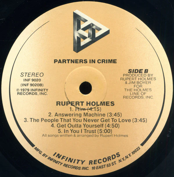 Rupert Holmes - Partners In Crime (LP, Album, Pin) (Very Good Plus (VG+)) - Image 4