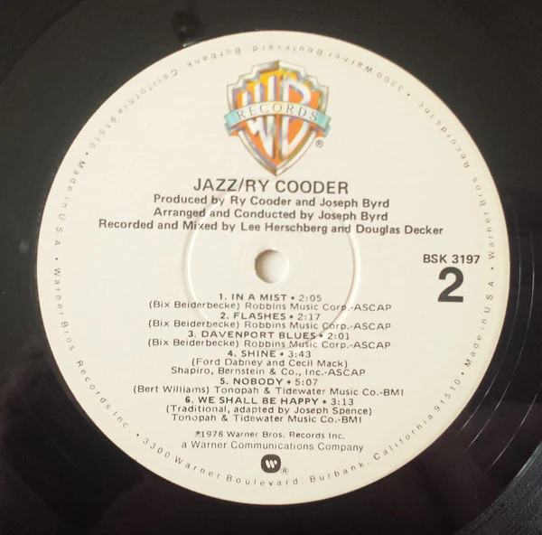 Ry Cooder - Jazz (LP, Album, Win) (Very Good Plus (VG+)) - Image 4