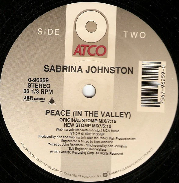 Sabrina Johnston - Peace (In The Valley) (12") (Near Mint (NM or M-)) - Image 2