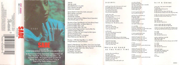 Sade - Promise (Cass, Album, Dol) (Very Good Plus (VG+)) - Image 3