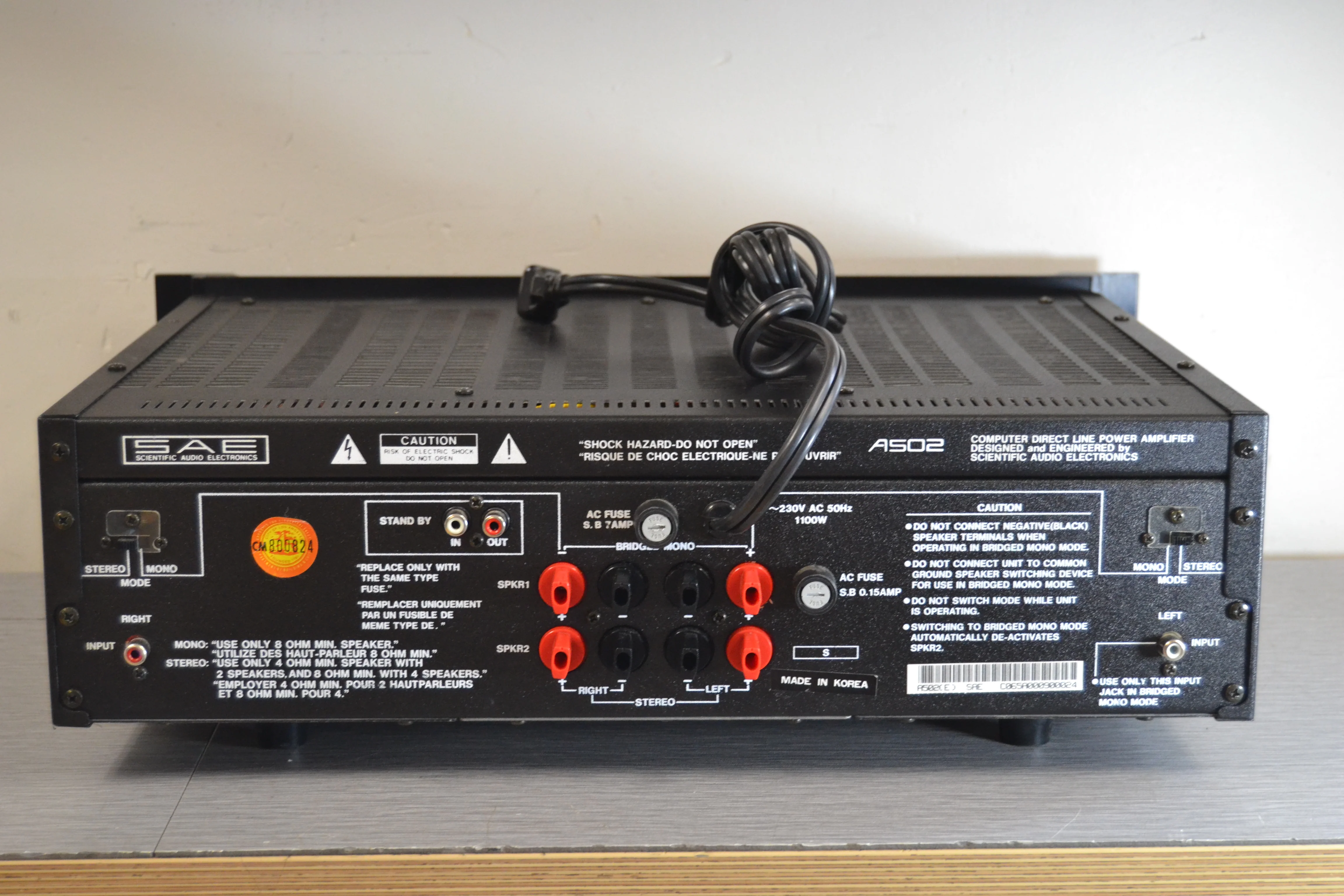 SAE A502 Power Amplifier Dual High Resolution * 200W RMS * Box * 1988 - Image 10