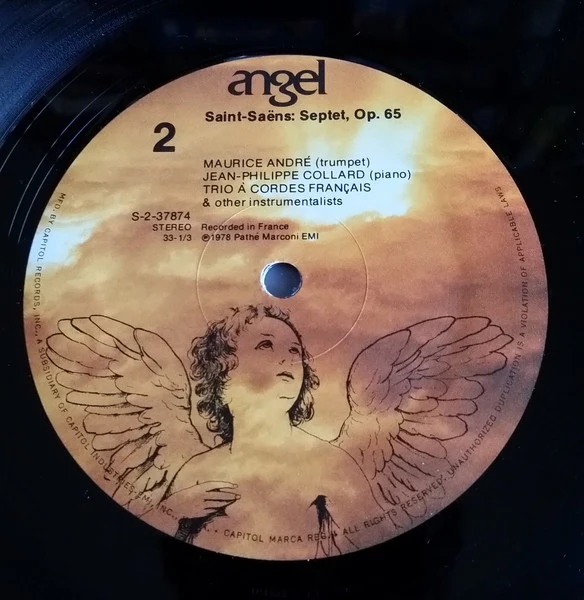 Camille Saint-Saëns - Michel Béroff, Jean-Philippe Collard, Maurice André - The Carnival Of The Animals (Original Version) / Septet For Trumpet, Piano And Strings (LP) (Near Mint (NM or M-)) - Image 4
