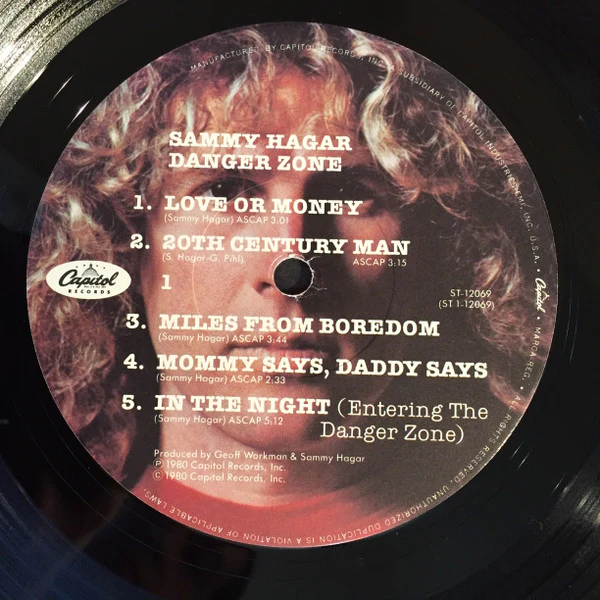 Sammy Hagar - Danger Zone (LP, Album, Jac) (Very Good Plus (VG+)) - Image 3