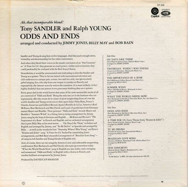 Sandler & Young - Odds & Ends (LP) (Mint (M)) - Image 2