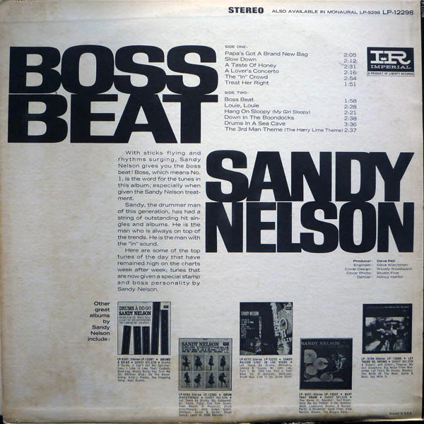 Sandy Nelson - Boss Beat (LP, Album) (Very Good (VG)) - Image 2