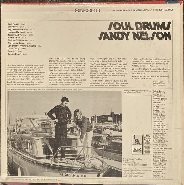 Sandy Nelson - Soul Drums (LP, Album) (Very Good (VG)) - Image 2