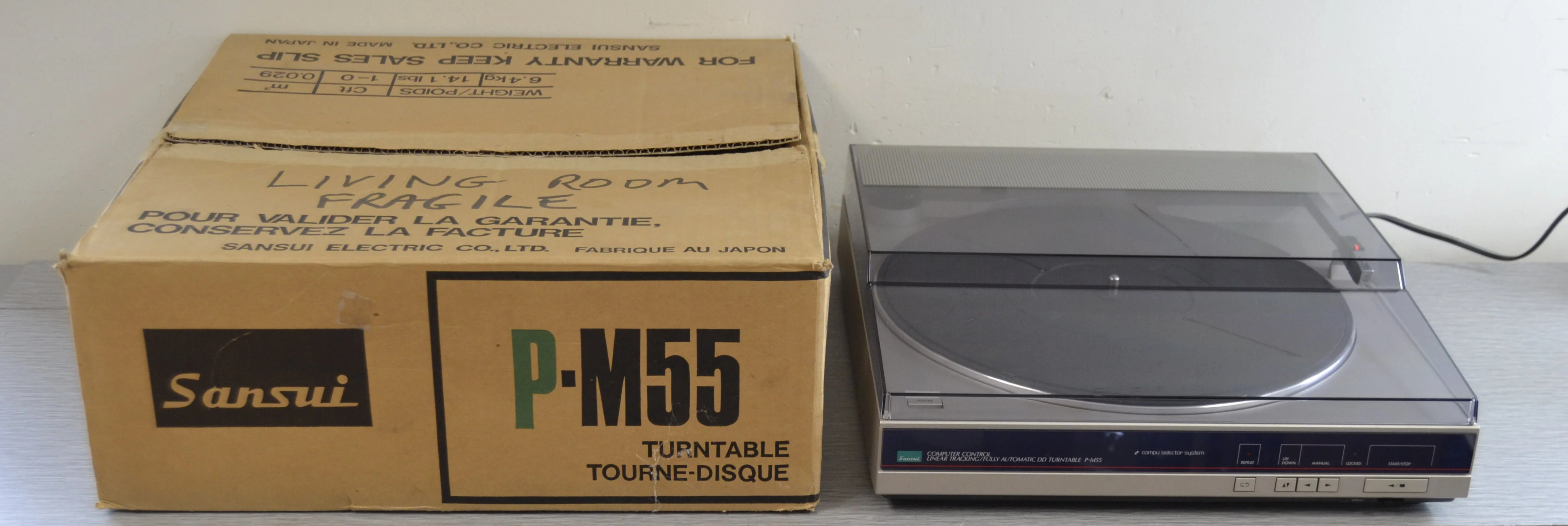 Sansui P-M55 Linear Tracking Turntable - Box