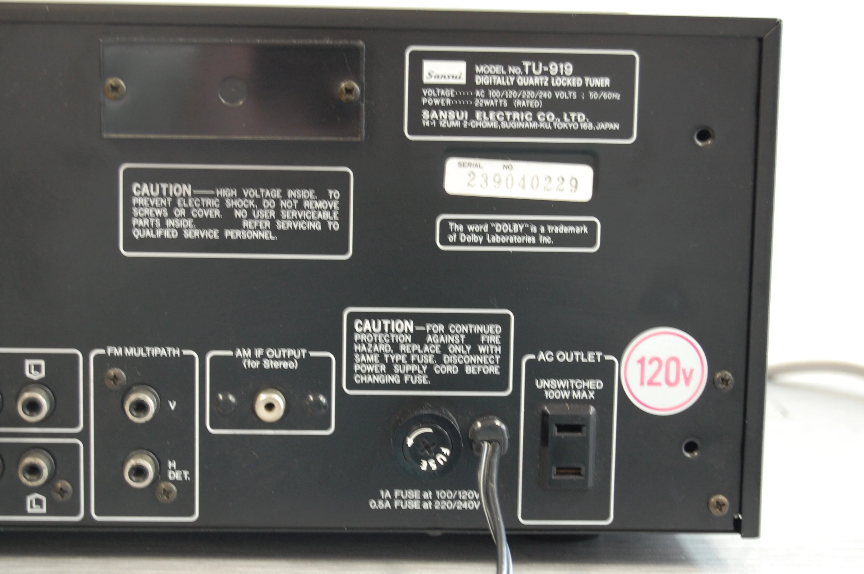 Sansui TU-919  Quartz Locked Stereo FM/AM Tuner (1979-80) - Image 12