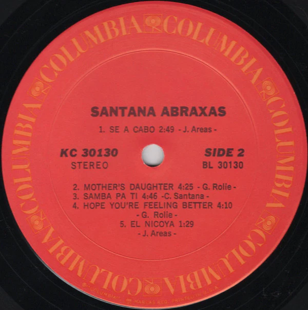 Santana - Abraxas (LP, Album, Gat) (Very Good (VG)) - Image 4