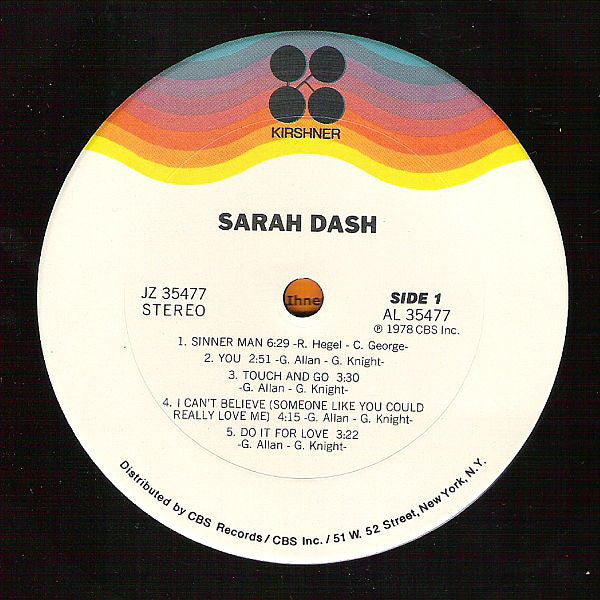 Sarah Dash - Sarah Dash (LP, Album) (Very Good (VG)) - Image 3