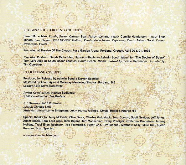 Sarah McLachlan - Mirrorball: The Complete Concert (2xCD, Album, Copy Prot., RM) (Near Mint (NM or M-)) - Image 3