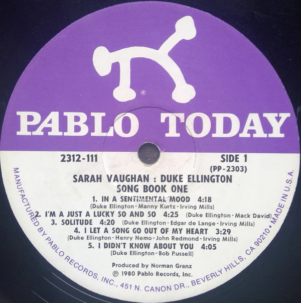 Sarah Vaughan : Duke Ellington - Song Book One (LP, Album) (Very Good Plus (VG+)) - Image 3