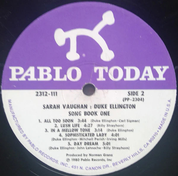 Sarah Vaughan : Duke Ellington - Song Book One (LP, Album) (Very Good Plus (VG+)) - Image 4