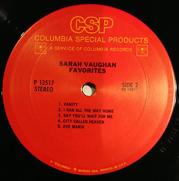 Sarah Vaughan - Favorites (LP, Comp) (Near Mint (NM or M-)) - Image 4