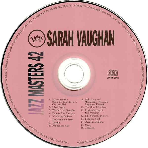Sarah Vaughan - The Jazz Sides - Verve Jazz Masters 42 (CD, Comp) (Very Good Plus (VG+)) - Image 3