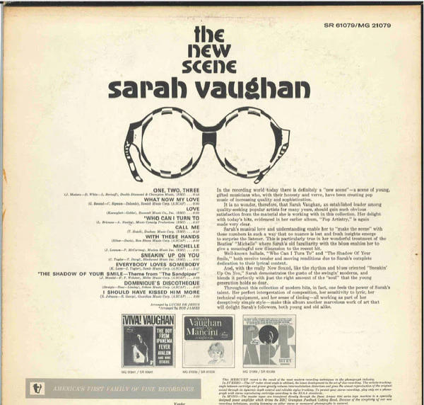 Sarah Vaughan - The New Scene (LP, Album, Mono) (Very Good Plus (VG+)) - Image 2