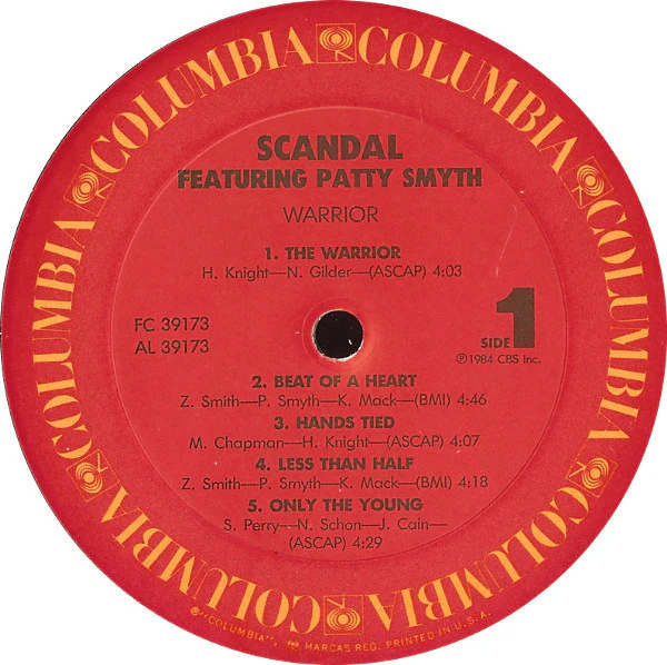 Scandal Featuring Patty Smyth - Warrior (LP, Album, Car) (Good Plus (G+)) - Image 3