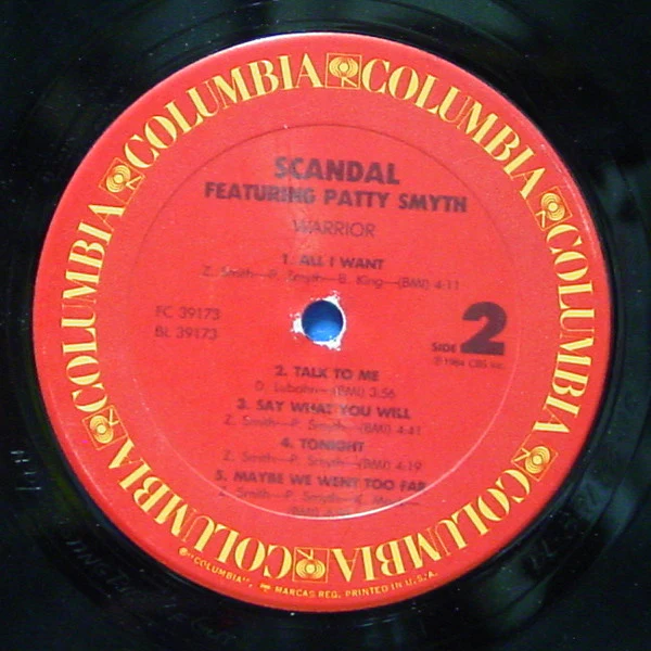 Scandal Featuring Patty Smyth - Warrior (LP, Album, Car) (Good Plus (G+)) - Image 4