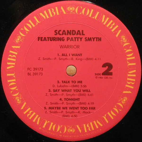 Scandal Featuring Patty Smyth - Warrior (LP, Album, Pit) (Very Good Plus (VG+)) - Image 4