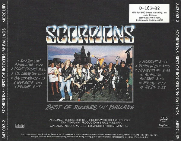 Scorpions - Best Of Rockers 'N' Ballads (CD, Comp, Club) (Very Good Plus (VG+)) - Image 2