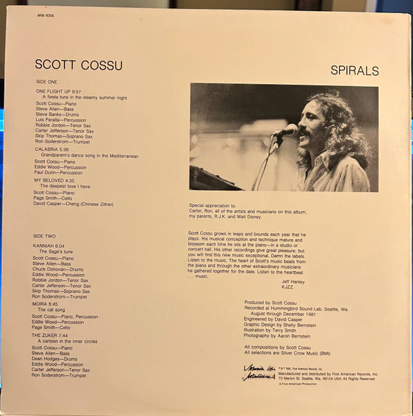 Scott Cossu - Spirals (LP, Album) (Near Mint (NM or M-)) - Image 2