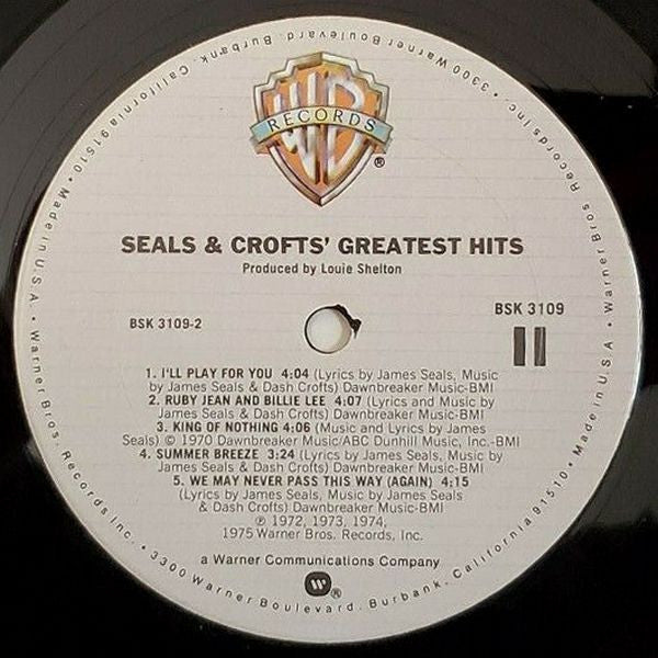Seals & Crofts - Greatest Hits (LP, Comp, Club, Ter) (Near Mint (NM or M-)) - Image 4
