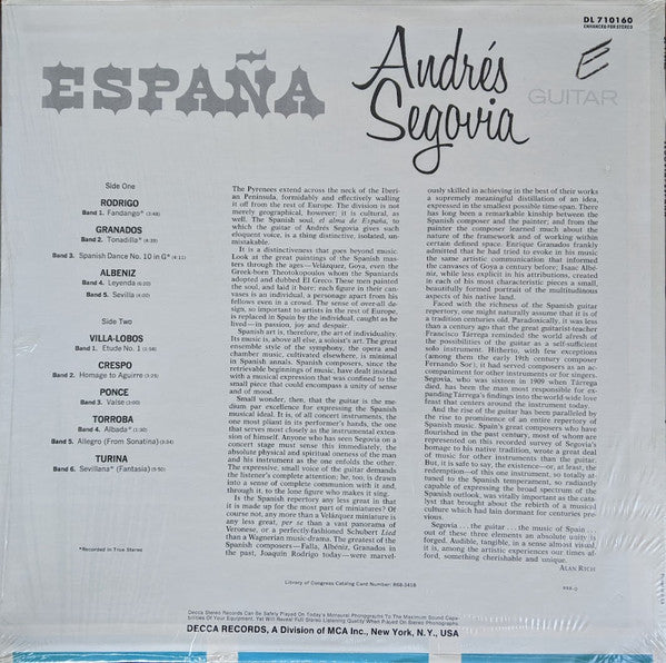 Andrés Segovia - España (LP) (Near Mint (NM or M-)) - Image 2
