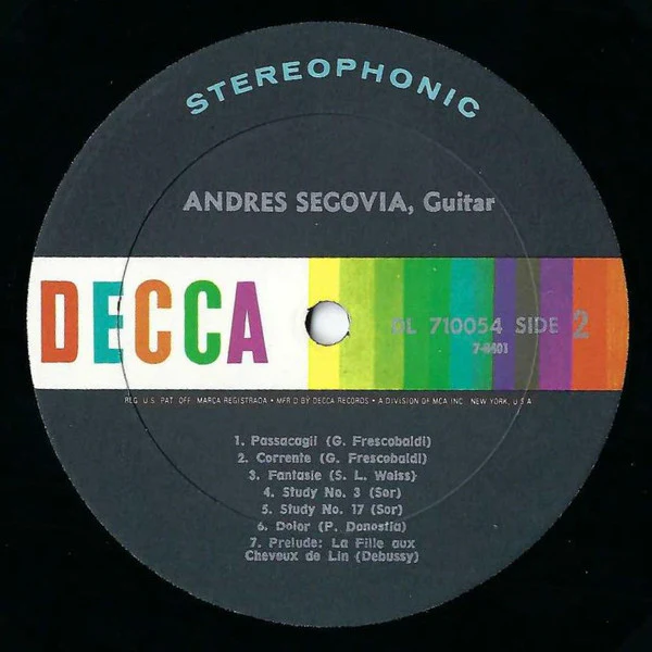 Andrés Segovia - Five Pieces From "Platero And I" (LP, Album) (Very Good Plus (VG+)) - Image 4